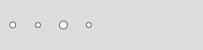 Four circles in a row, each sized by a number of pushups from the JSON file.